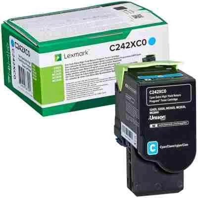 Original OEM Toner Cartridge Lexmark C242 (C242XC0) (Cyan)