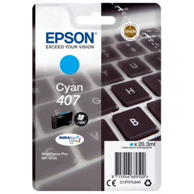 Original OEM Ink Cartridge Epson 407 (C13T07U240) (Cyan)