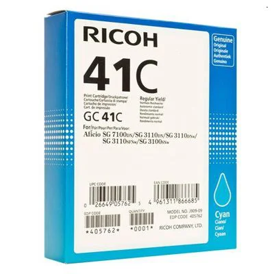 Original OEM Ink Cartridge Ricoh GC-41C (405762) (Cyan)
