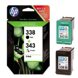 Original OEM Ink Cartridges HP 338 + 343 (SD449EE) for HP Photosmart 8450gp