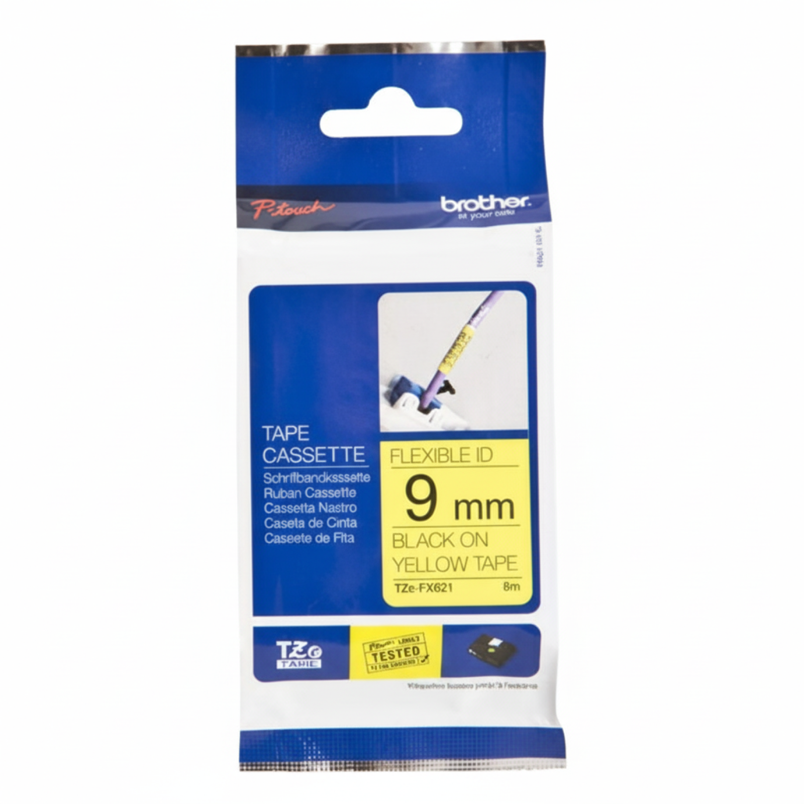 Original OEM Flexi Tape Brother TZe-FX621 (TZe-FX621) (Yellow) (9 mm, 8 m)
