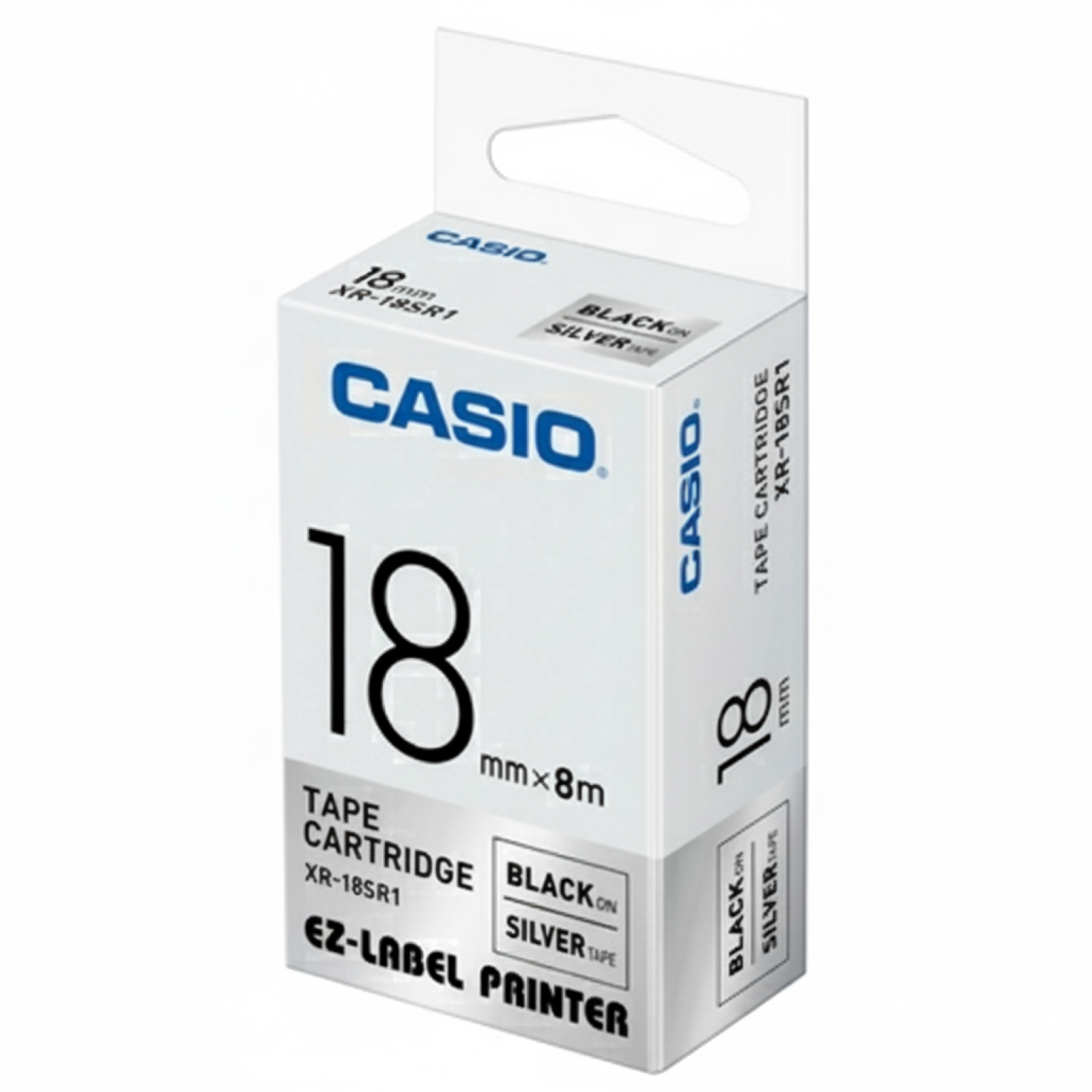 Original OEM Tape Casio XR-18SR1 (XR-18SR1) (Silver) (18 mm, 8 m)