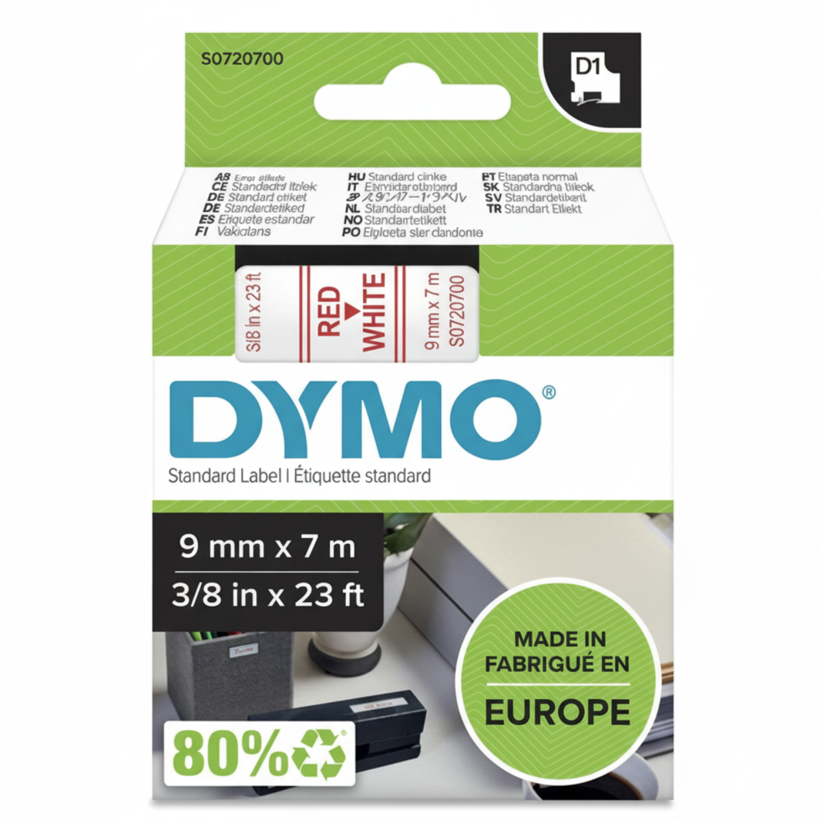 Original OEM Tape DYMO D1-40915 (D1-40915) (White) (9 mm, 7 m)