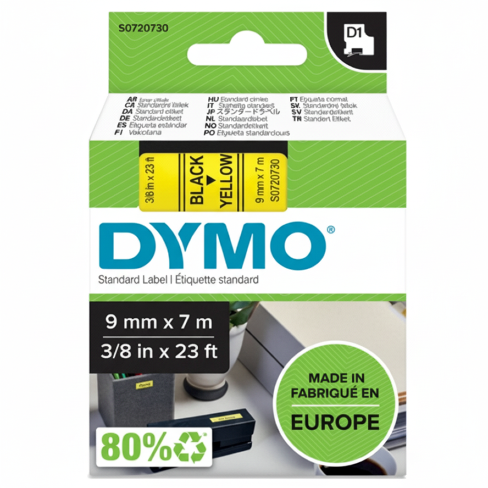 Original OEM Tape DYMO D1-40918 (D1-40918) (Yellow) (9 mm, 7 m)