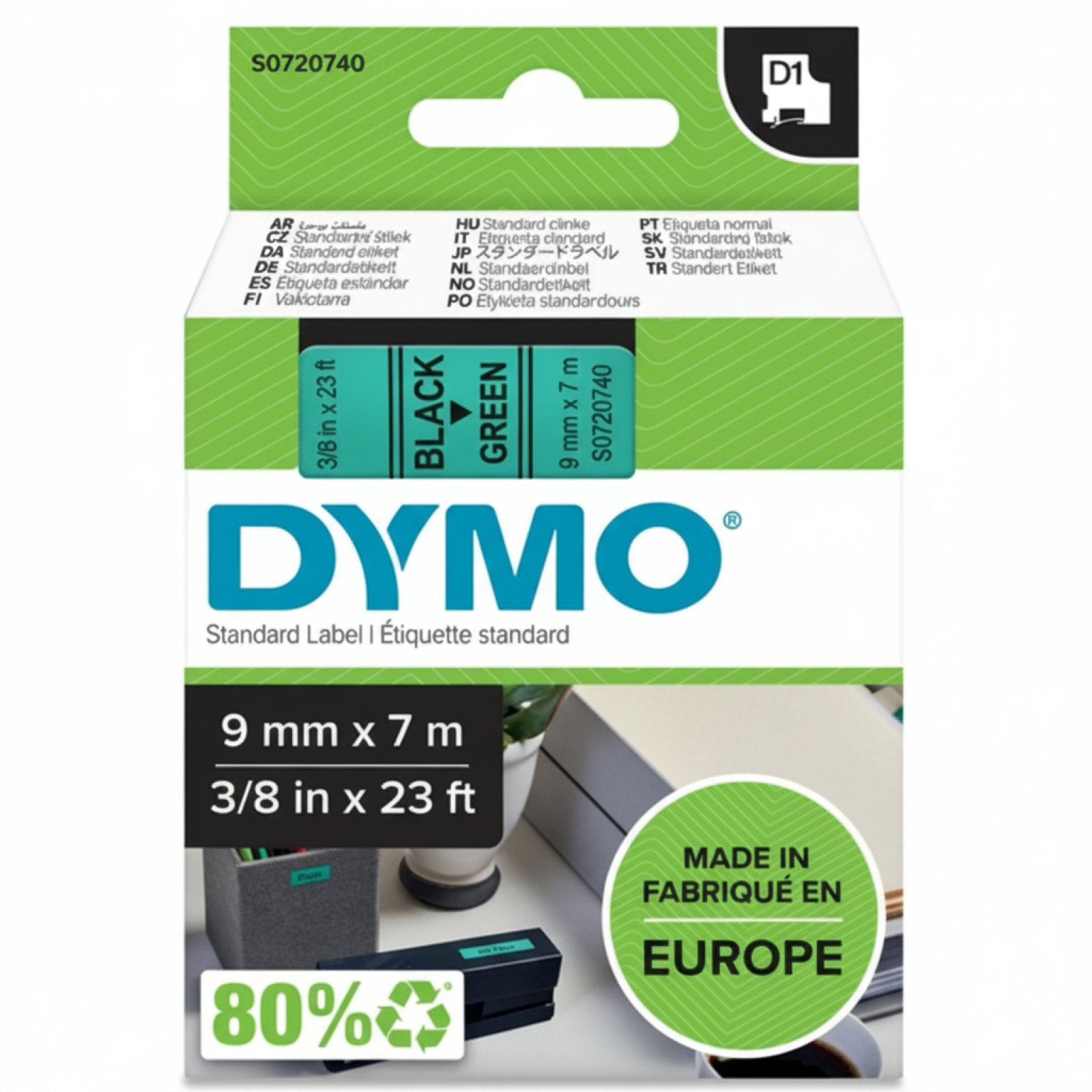 Original OEM Tape DYMO D1-40919 (D1-40919) (Green) (9 mm, 7 m)