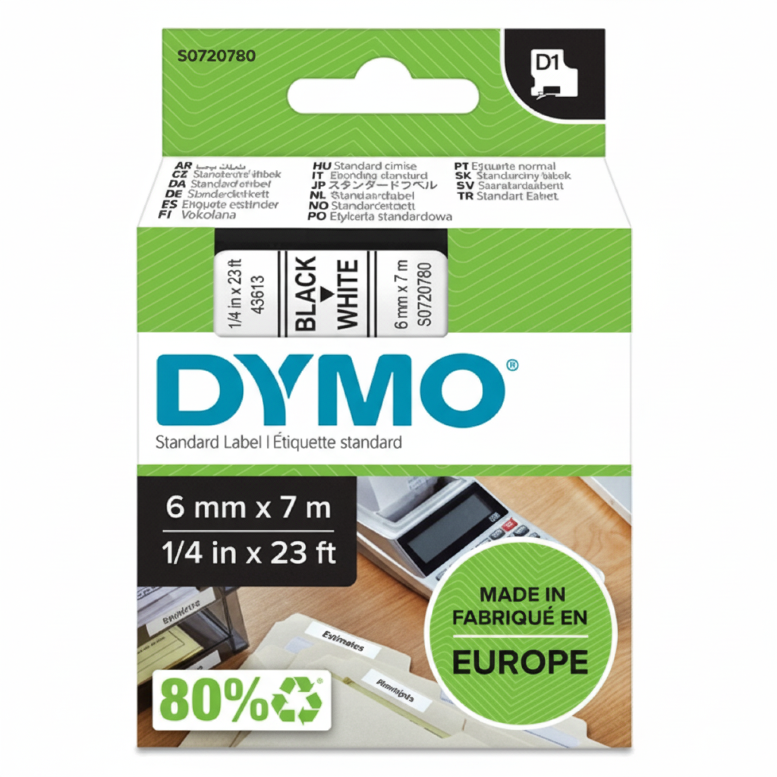 Original OEM Tape DYMO D1-43613 (D1-43613) (White) (6 mm, 7 m)