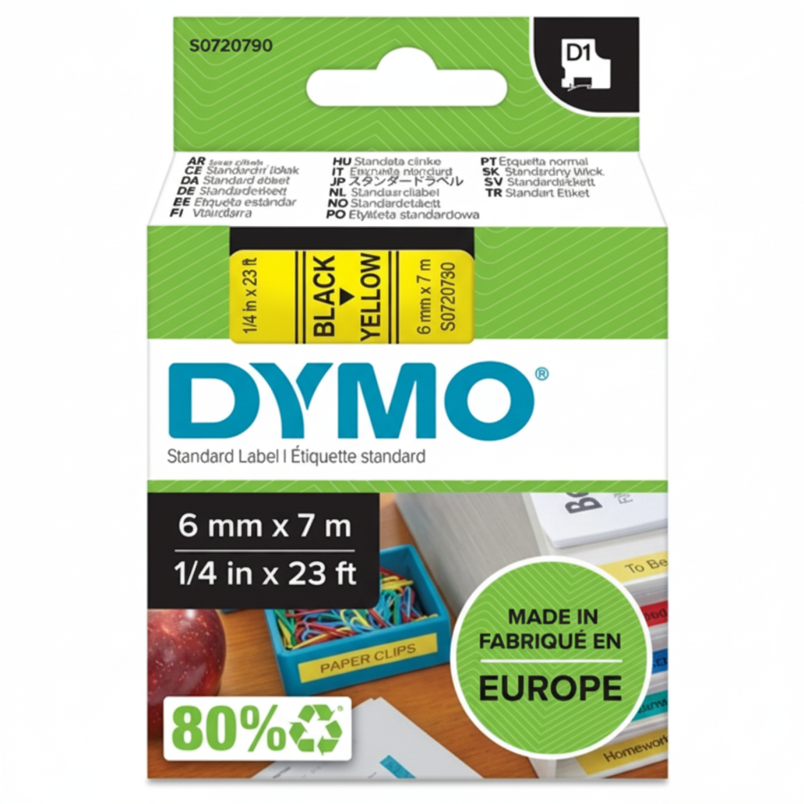 Original OEM Tape DYMO D1-43618 (D1-43618) (Yellow) (6 mm, 7 m)