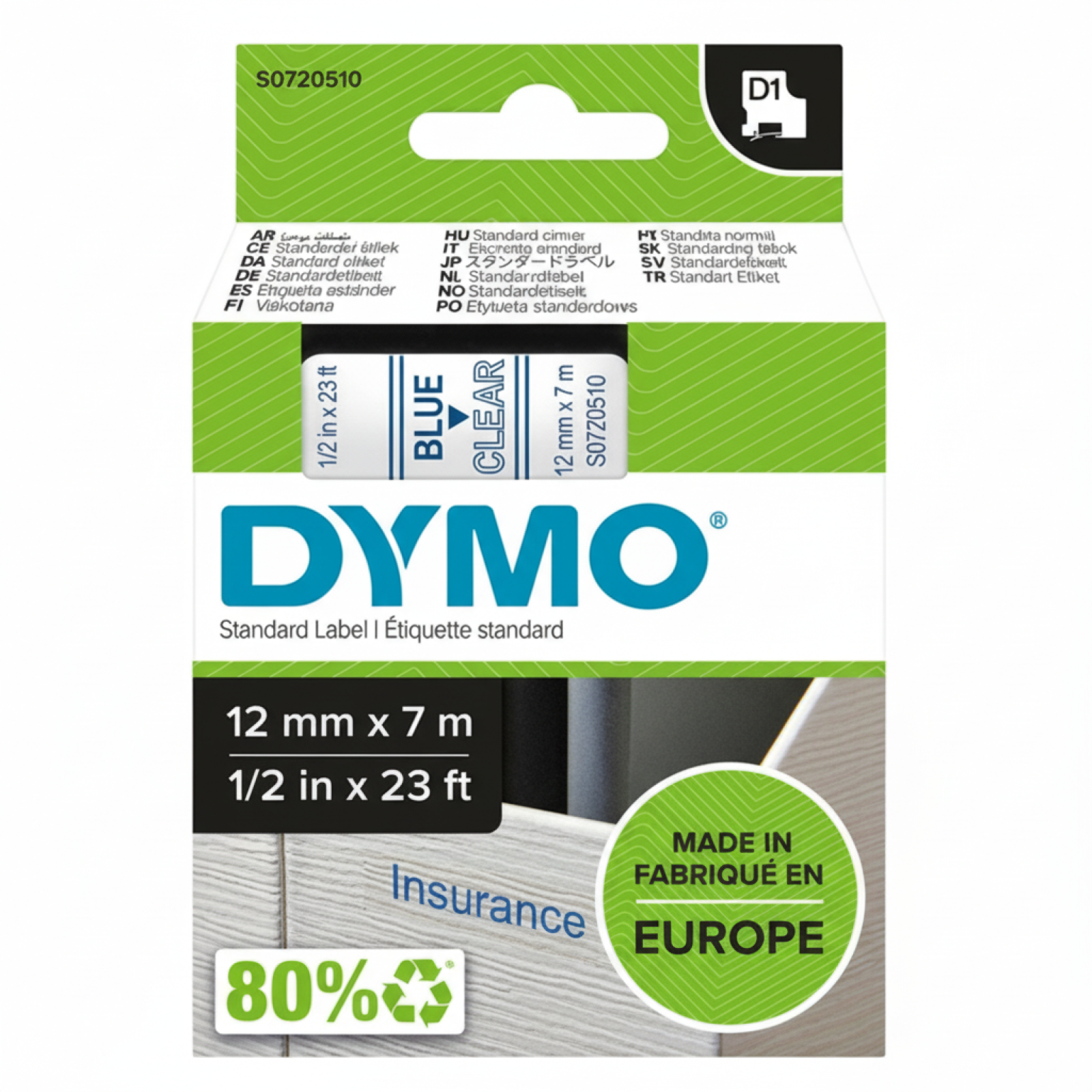 Original OEM Tape DYMO D1-45011 (D1-45011) (Transparent) (12 mm, 7 m)