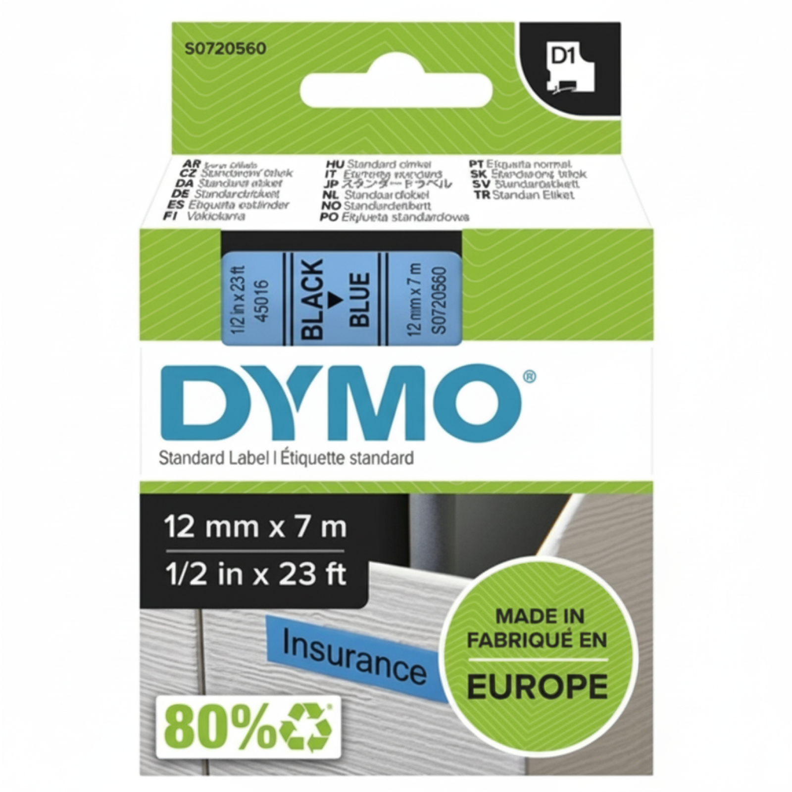 Original OEM Tape DYMO D1-45016 (D1-45016) (Blue) (12 mm, 7 m)
