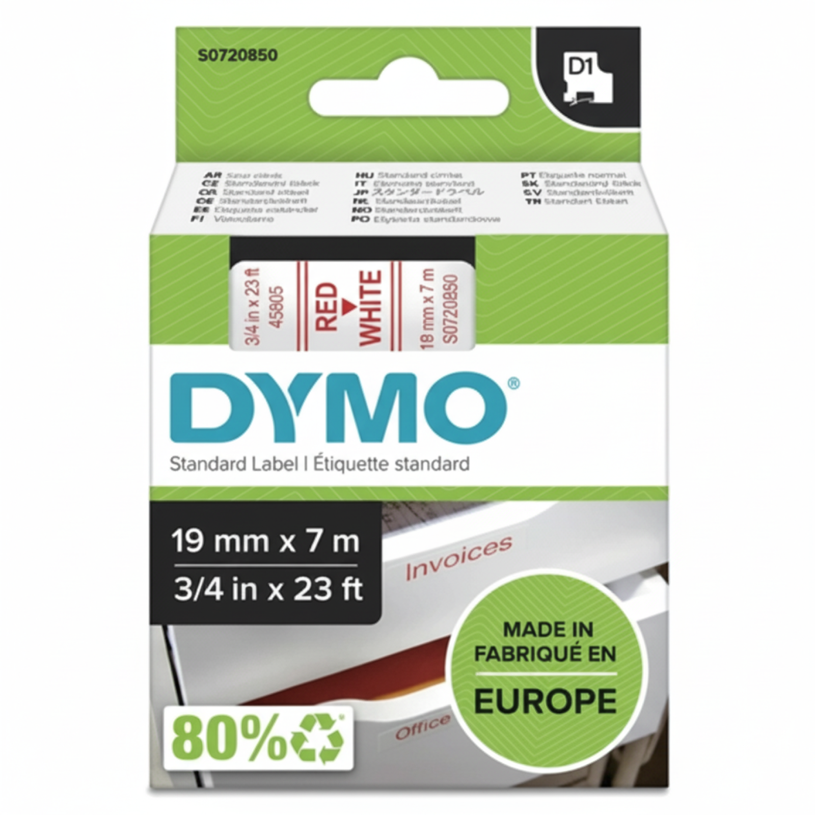 Original OEM Tape DYMO D1-45805 (D1-45805) (White) (19 mm, 7 m)