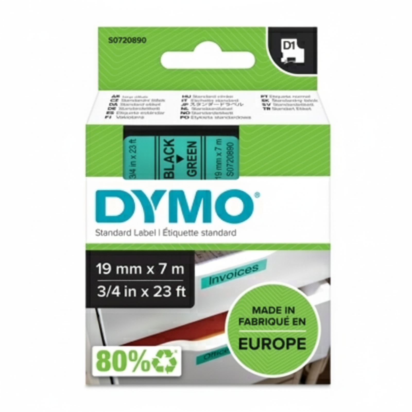 Original OEM Tape DYMO D1-45809 (D1-45809) (Green) (19 mm, 7 m)