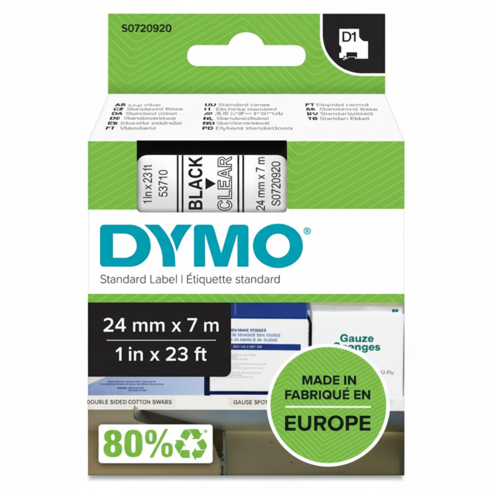 Original OEM Tape DYMO D1-53710 (D1-53710) (Transparent) (24 mm, 7 m)