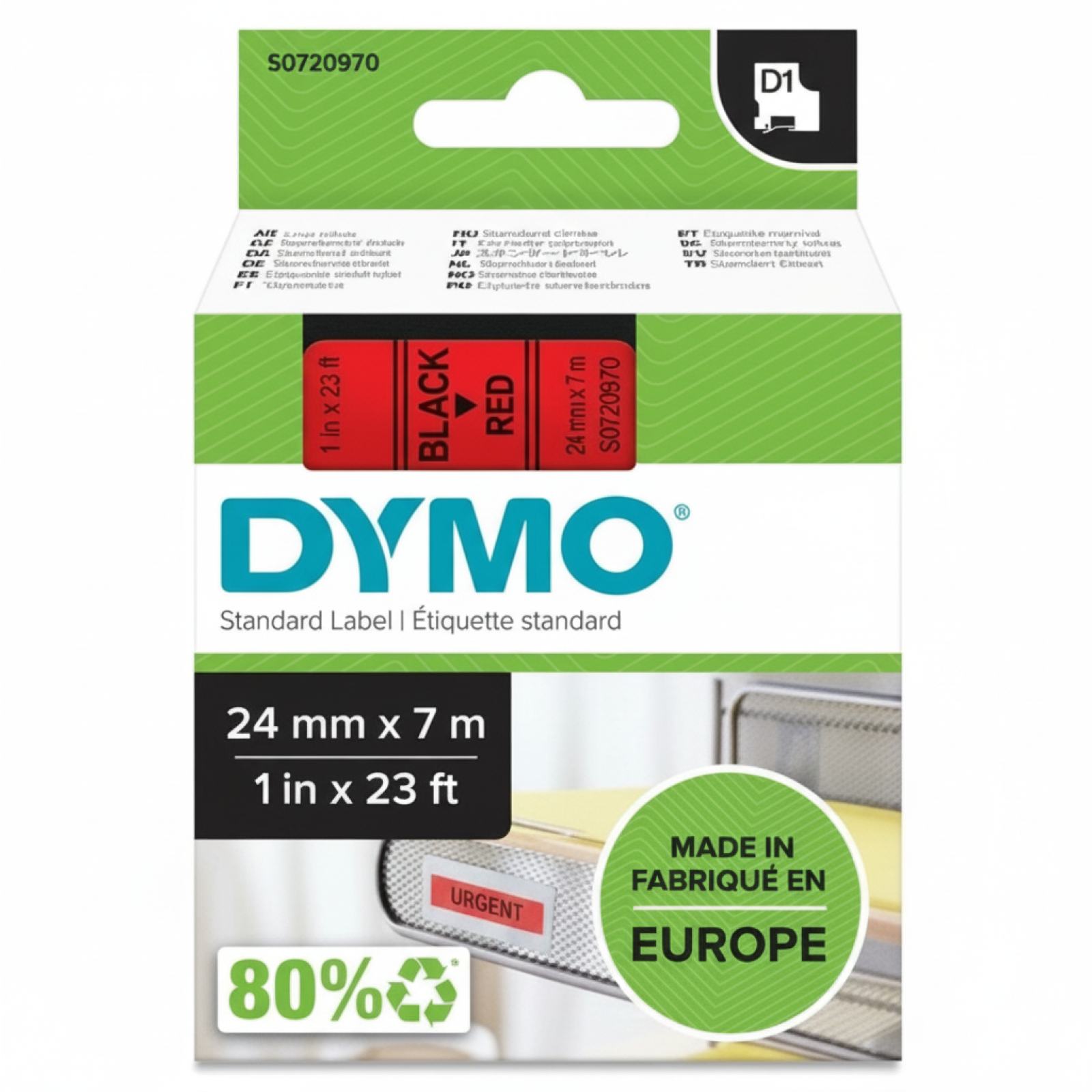 Original OEM Tape DYMO D1-53717 (D1-53717) (Red) (24 mm, 7 m)