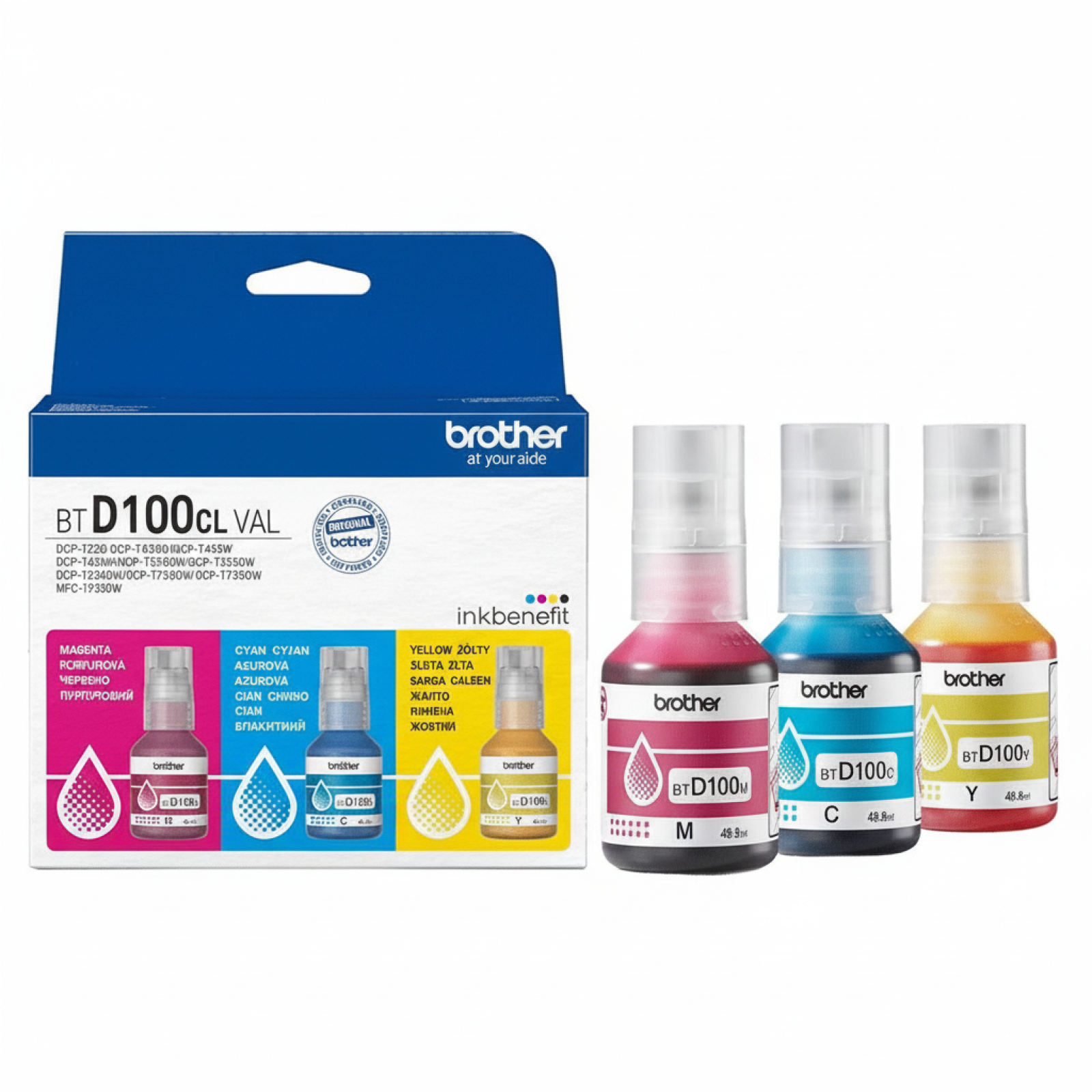 Original OEM Ink Cartridges Brother BT-D100 CMY (BTD100CLVAL) (3-pack)