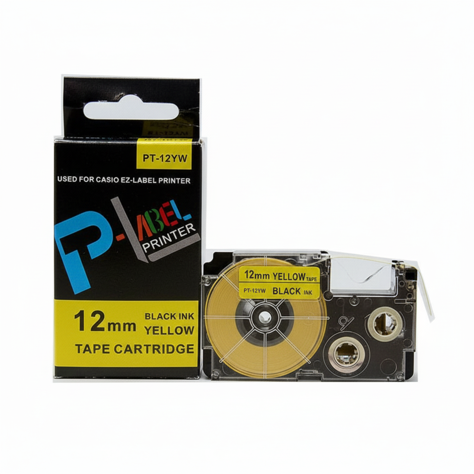 Original OEM Tape Casio XR-12YW1 (XR-12YW1) (Yellow) (12 mm, 8 m)