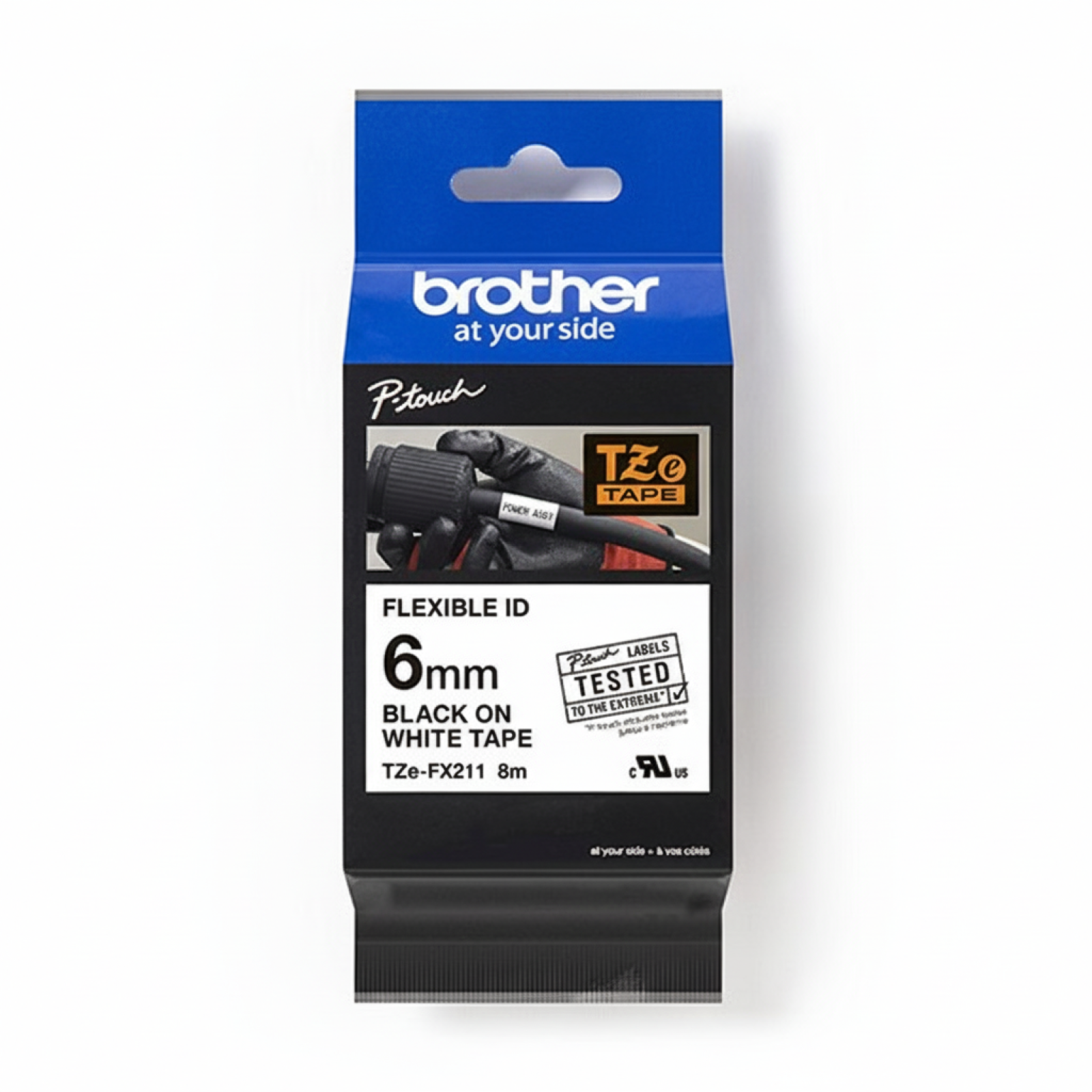 Original OEM Flexi Tape Brother TZe-FX211 (TZe-FX211) (White) (6 mm, 8 m)