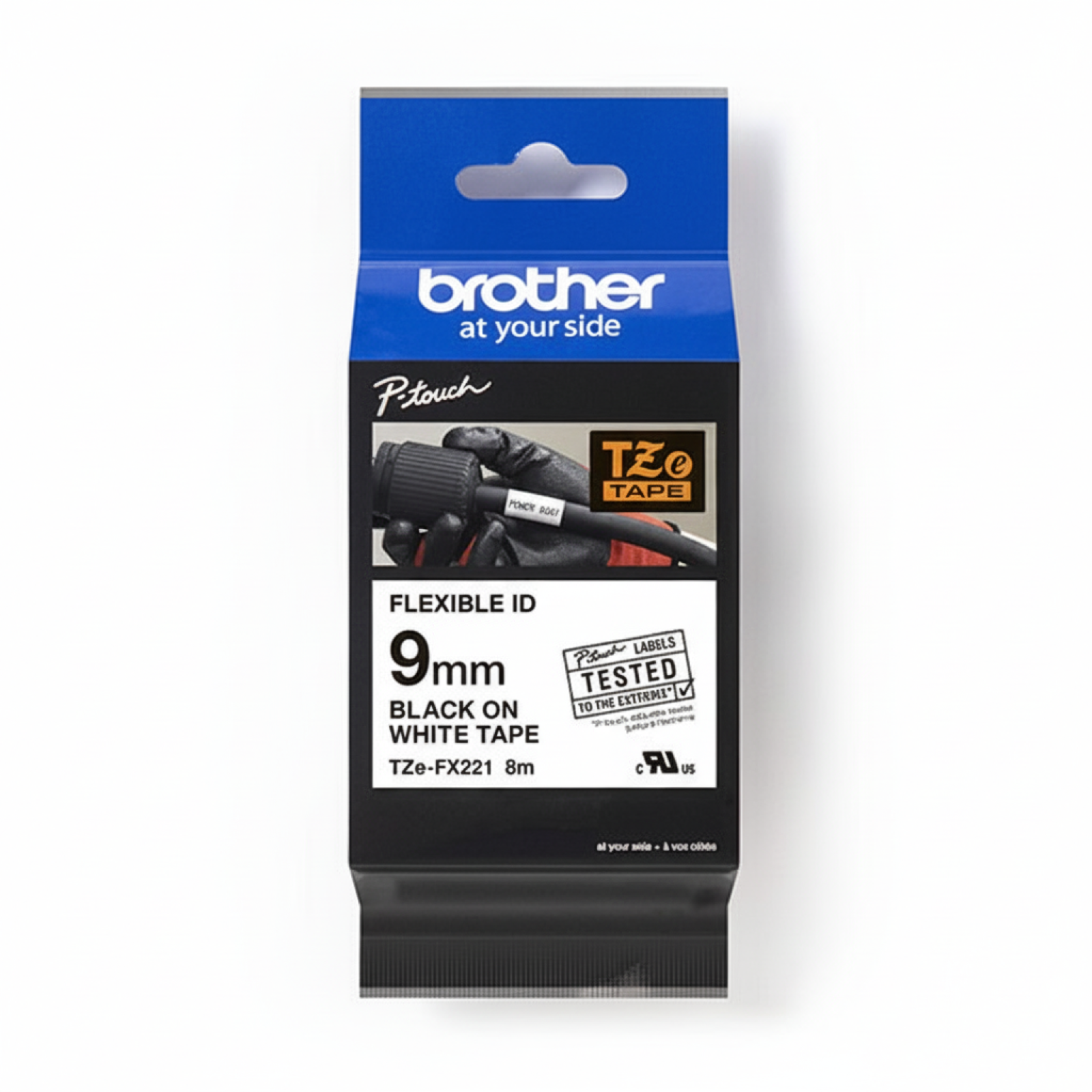 Original OEM Flexi Tape Brother TZe-FX221 (TZe-FX221) (White) (9 mm, 8 m)