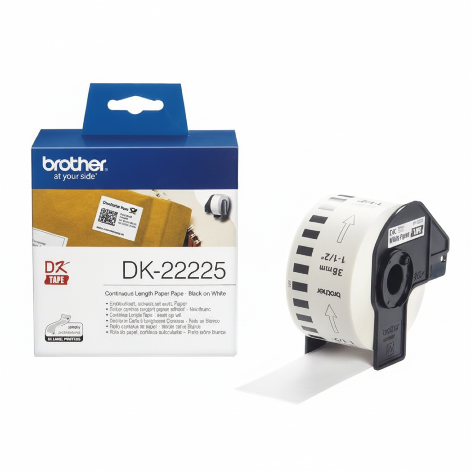 Original OEM Tape Brother DK-22225 (DK-22225) (White) (38 mm, 30,48 m)