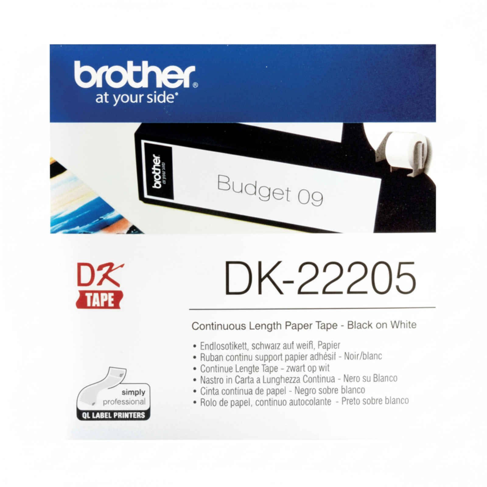 Original OEM Tape Brother DK-22205 (DK-22205) (White) (62 mm, 30,48 m)