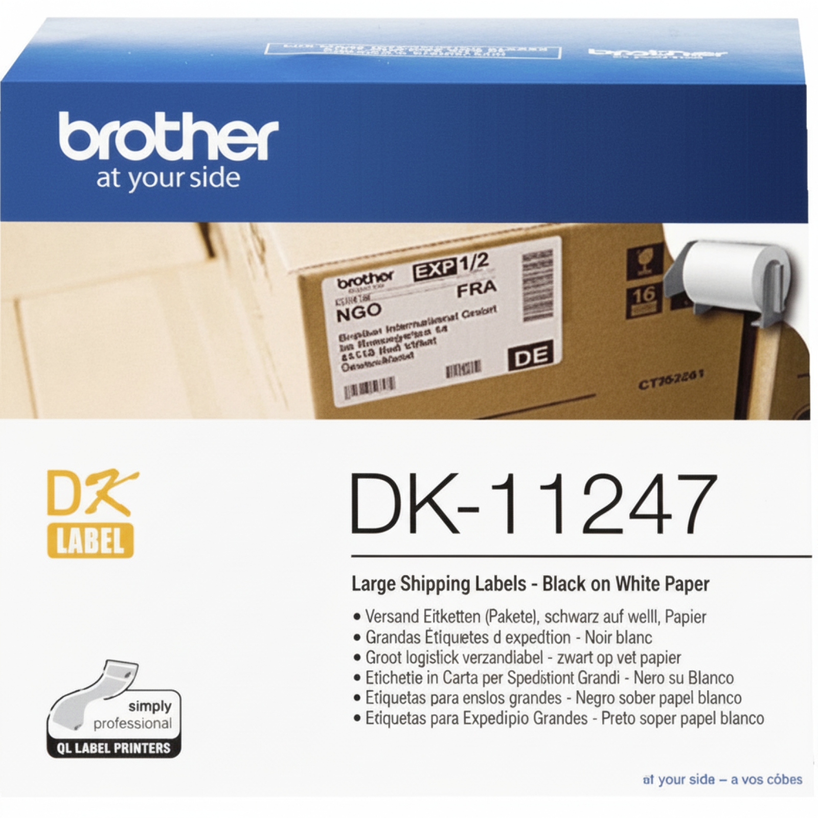 Original OEM Label Brother DK-11247 (DK-11247) (White) (180 pcs, 103 mm, 164 mm)