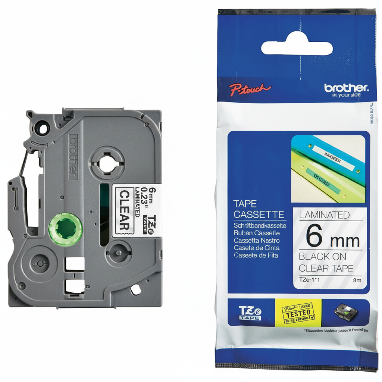 Original OEM Tape Brother TZe-111 (TZe-111) (Transparent) (6 mm, 8 m, Transparent)