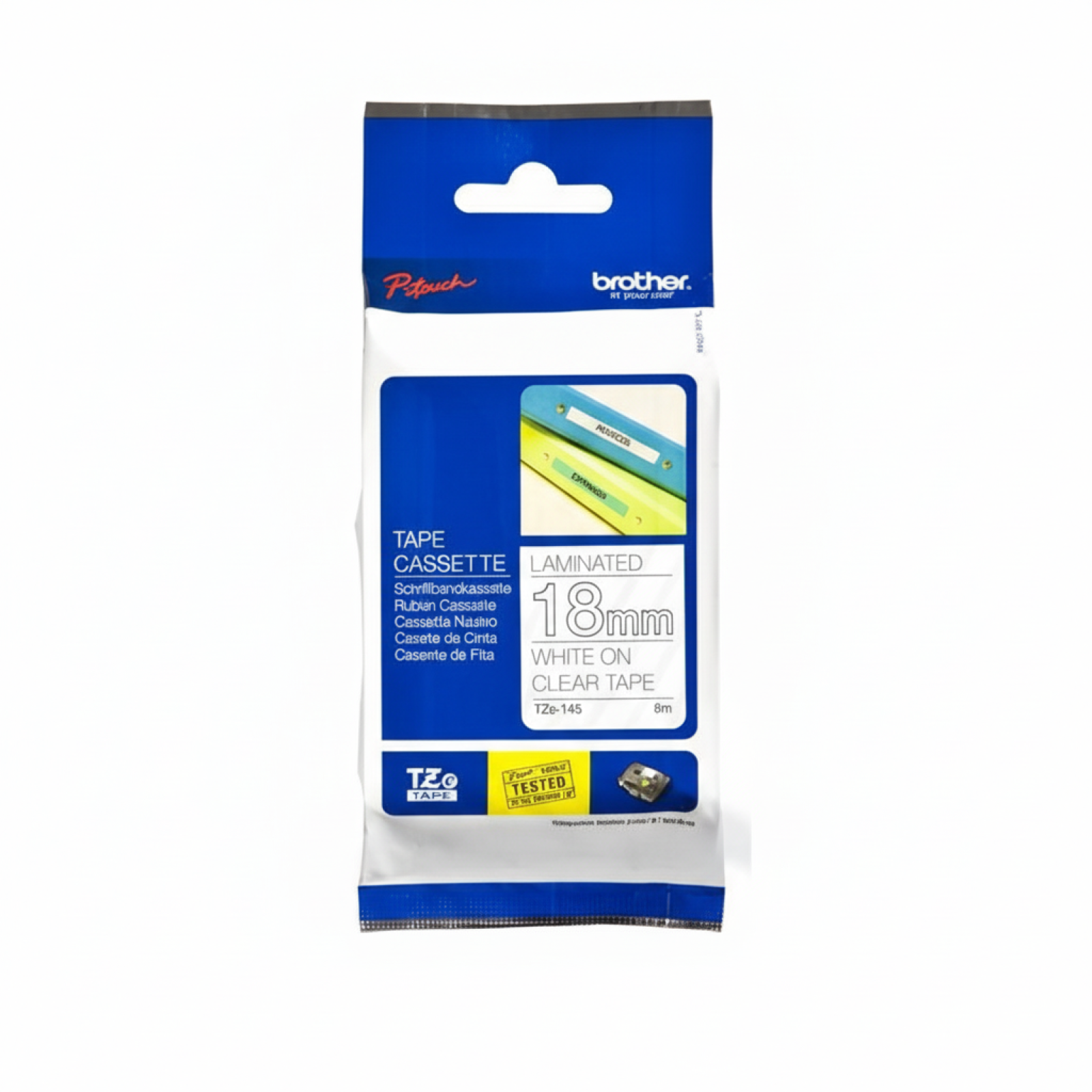 Original OEM Tape Brother TZe-145 (TZe-145) (Transparent) (18 mm, 8 m, Transparent, White)