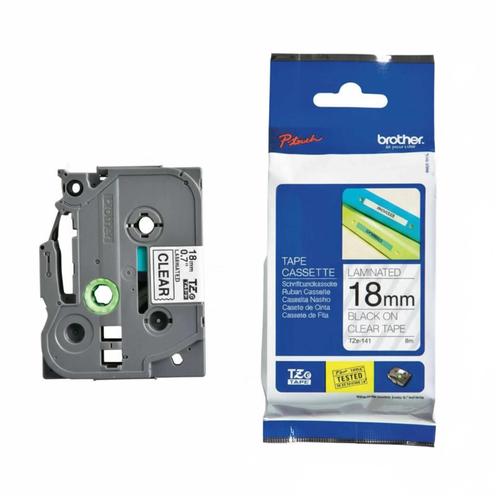 Original OEM Tape Brother TZe-141 (TZe-141) (Transparent) (18 mm, 8 m, Transparent)