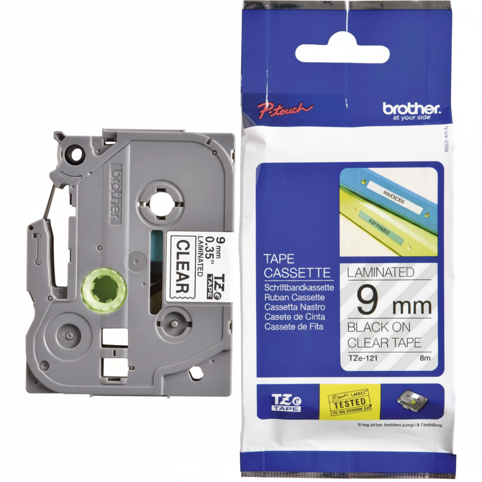 Original OEM Tape Brother TZe-121 (TZe-121) (Transparent) (9 mm, 8 m, Transparent)