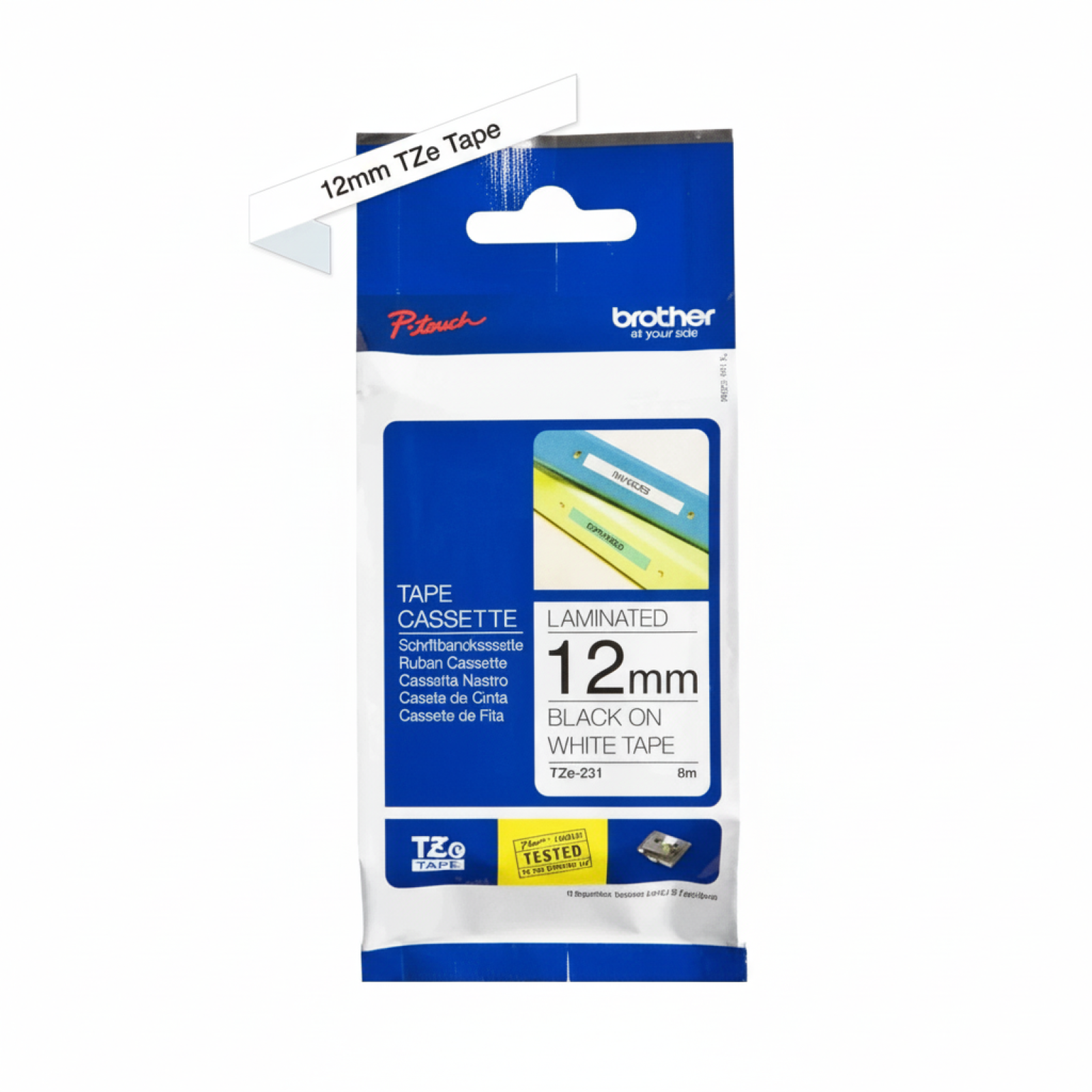 Original OEM Tape Brother TZe-231 (TZe-231) (White) (12 mm, 8 m)