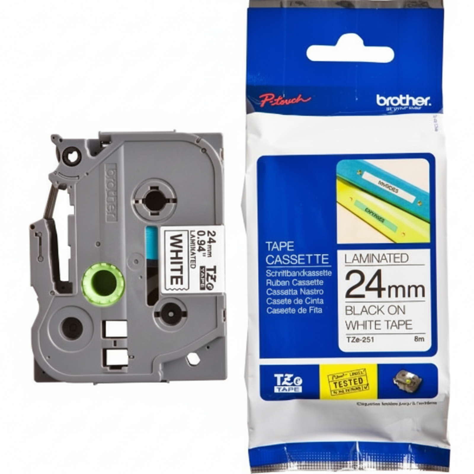 Original OEM Tape Brother TZe-251 (TZe-251) (White) (24 mm, 8 m, White)