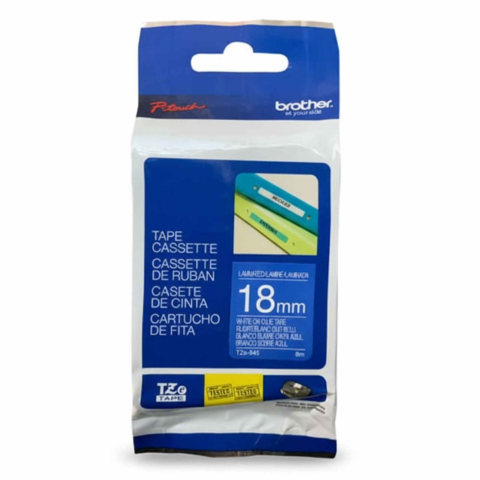 Original OEM Tape Brother TZe-545 (TZe-545) (Blue) (18 mm, 8 m, Blue, White)