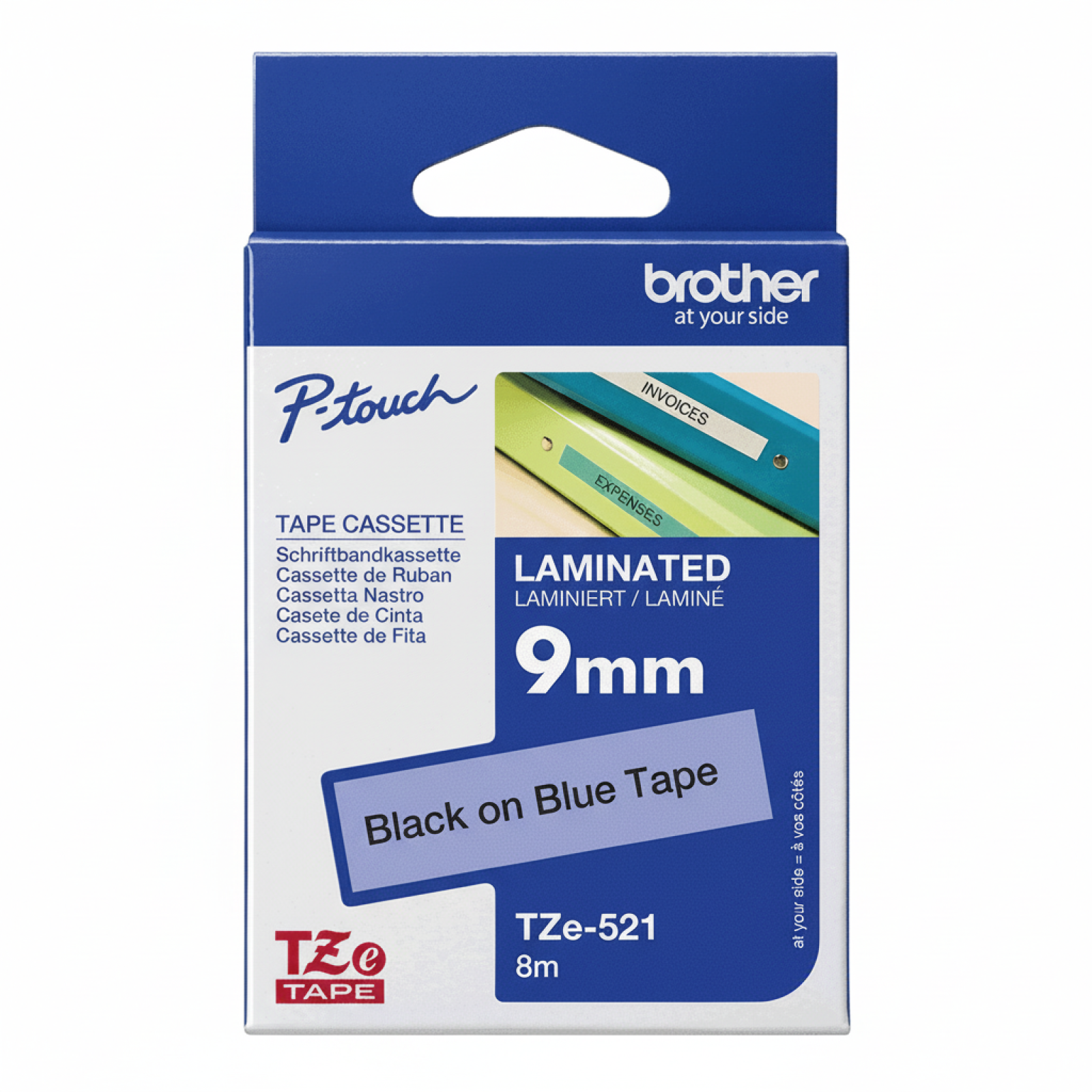 Original OEM Tape Brother TZe-521 (TZe-521) (Blue) (9 mm, 8 m, Blue)