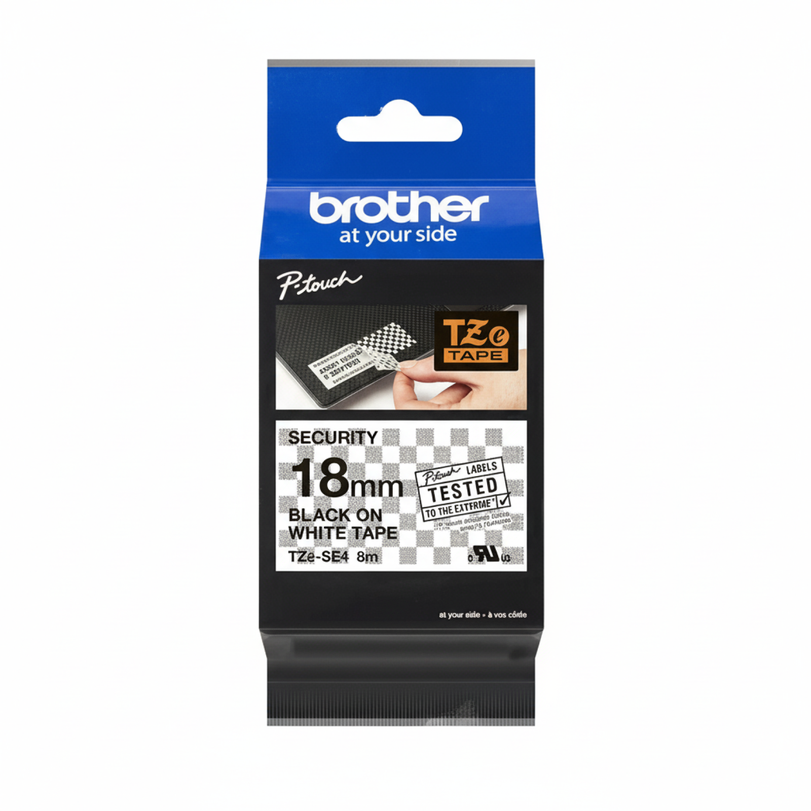 Original OEM Tape Brother TZe-SE4 (TZe-SE4) (White) (18 mm, 8 m, White)