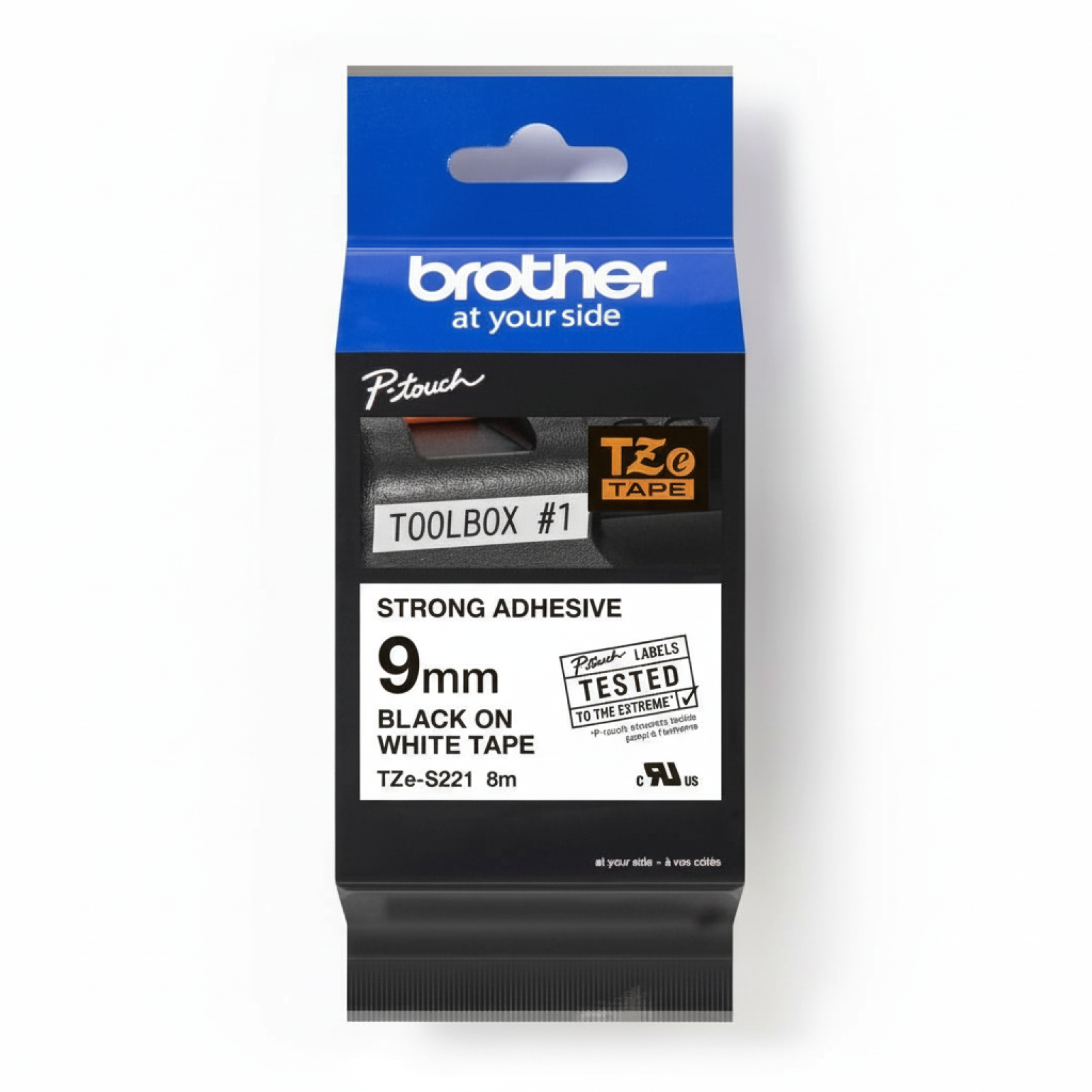 Original OEM Tape Brother TZe-S221 (TZe-S221) (White) (9 mm, 8 m, White)