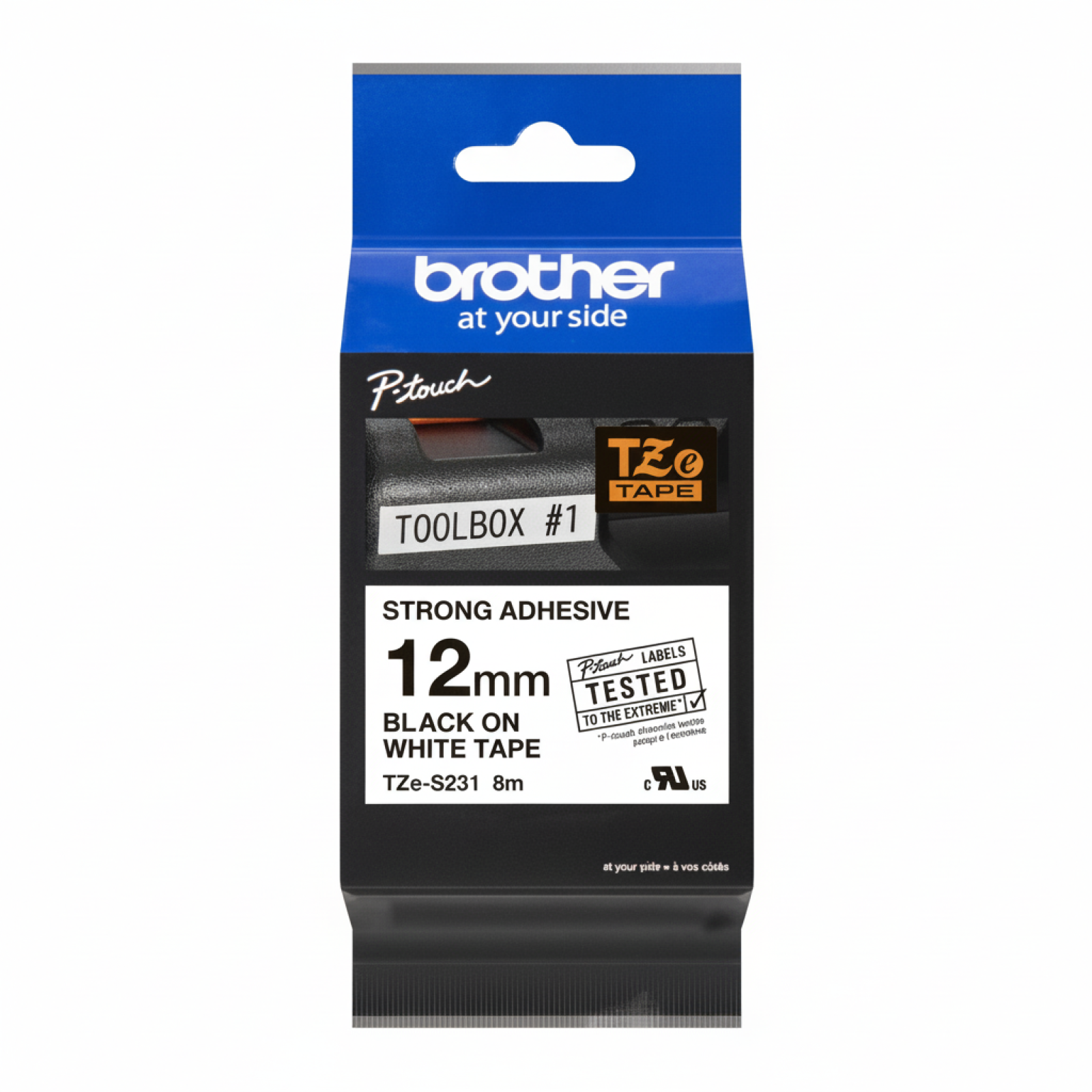 Original OEM Tape Brother TZe-S231 (TZe-S231) (White) (12 mm, 8 m, White)