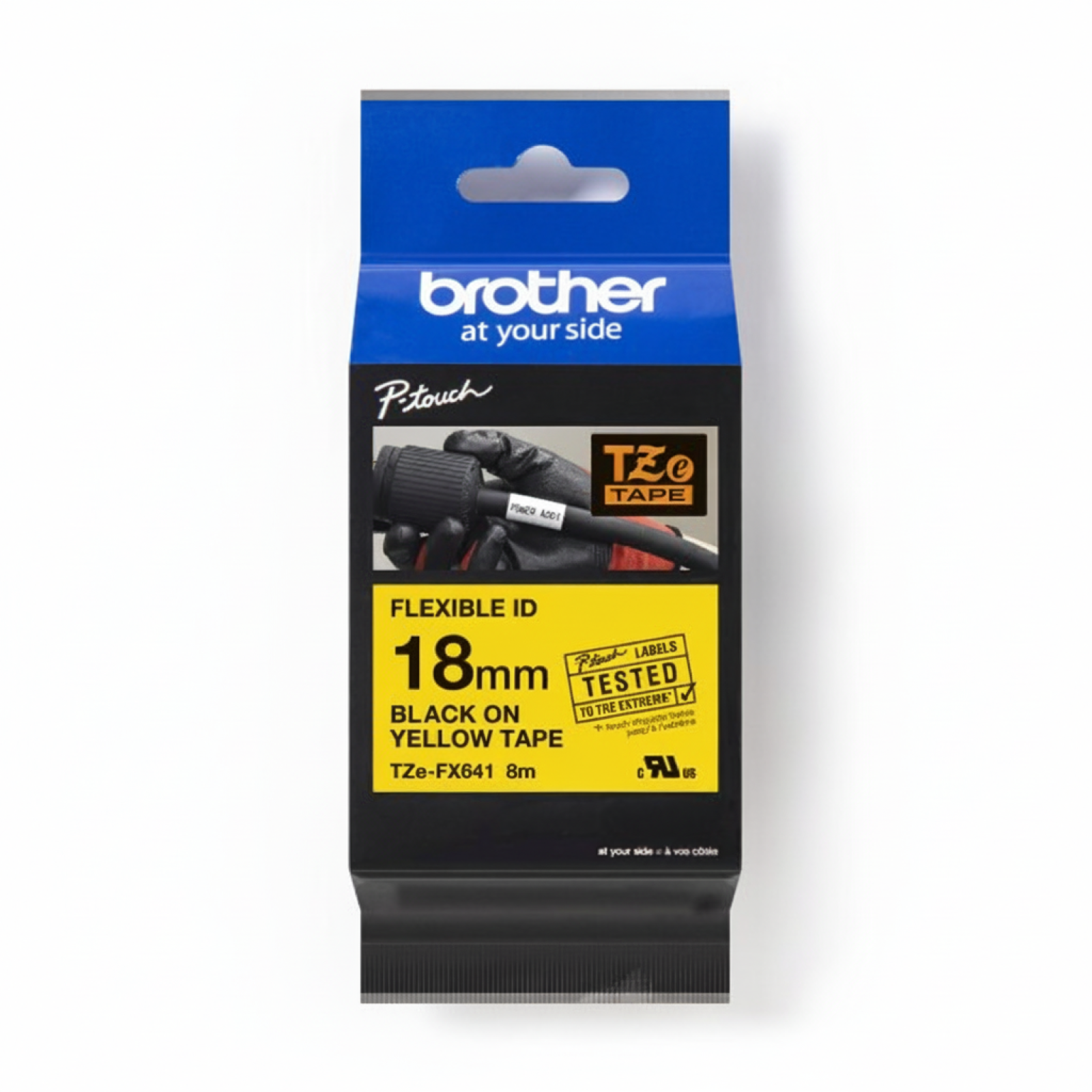 Original OEM Flexi Tape Brother TZe-FX641 (TZe-FX641) (Yellow) (18 mm, 8 m, Yellow)
