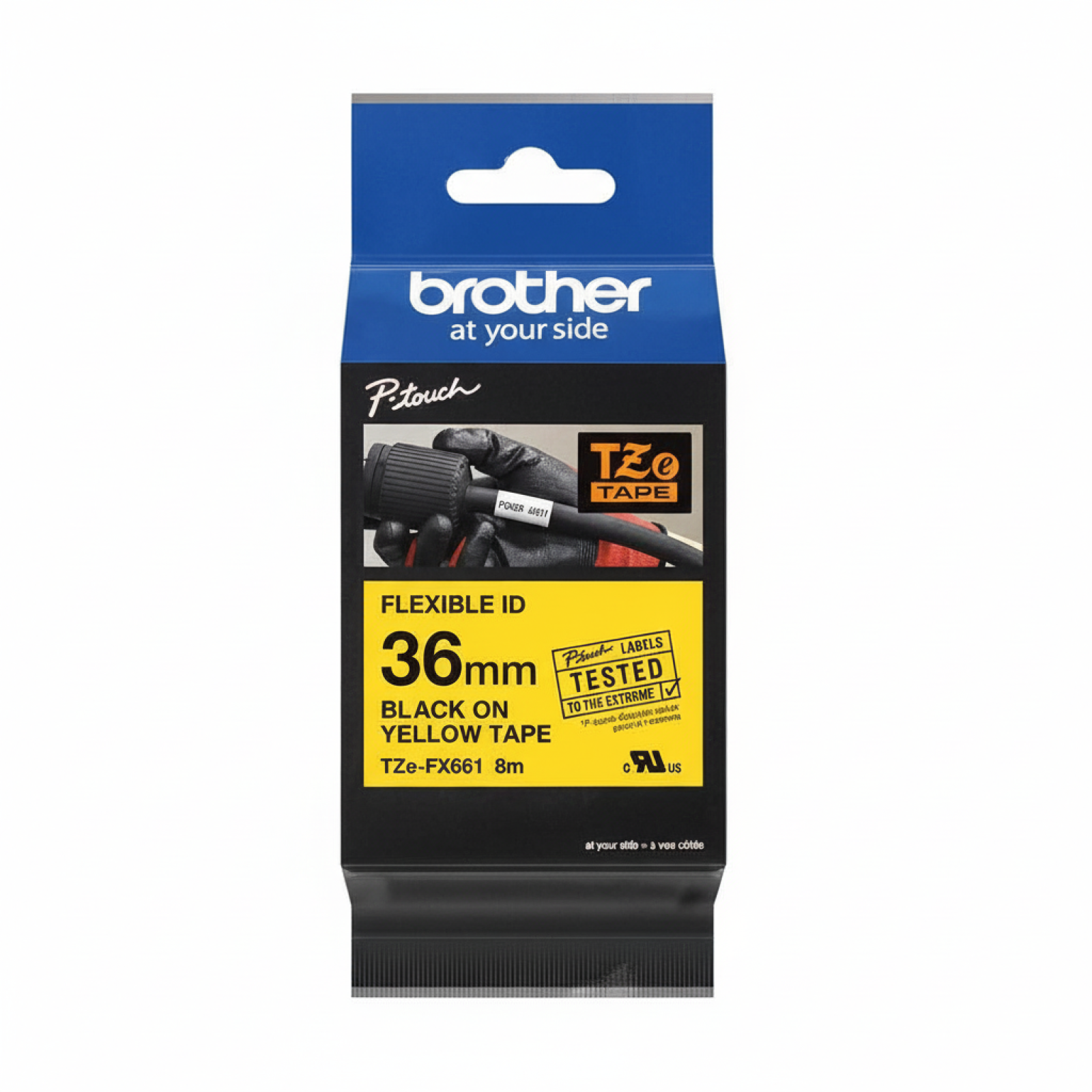Original OEM Flexi Tape Brother TZe-FX661 (TZe-FX661) (Yellow) (36 mm, 8 m, Yellow)
