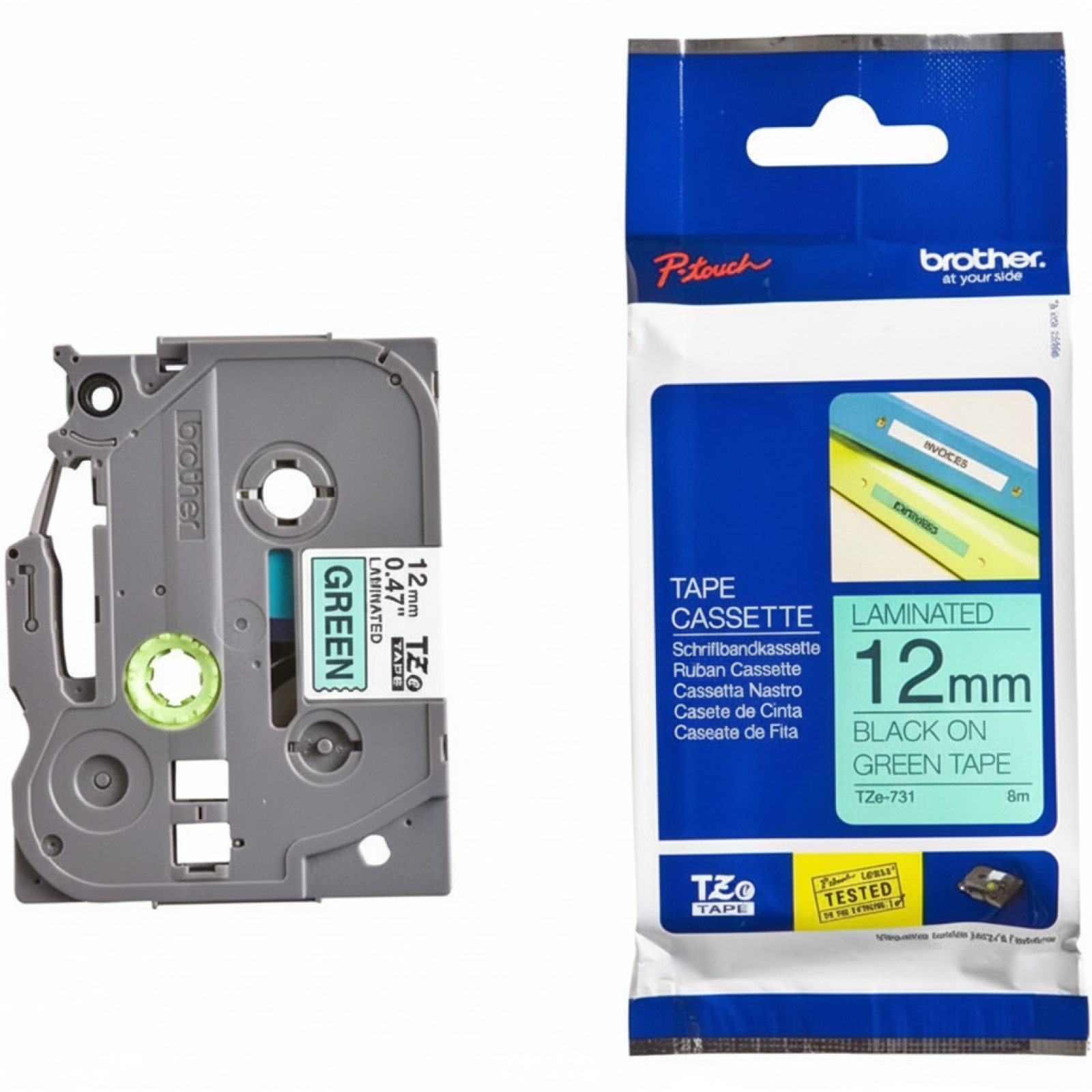 Original OEM Tape Brother TZe-731 (TZe-731) (Green) (12 mm, 8 m, Green)