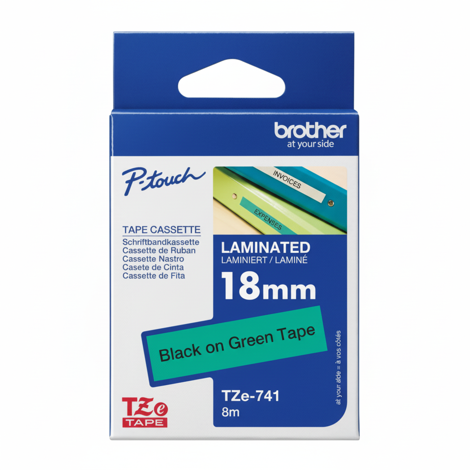 Original OEM Tape Brother TZe-741 (TZe-741) (Green) (18 mm, 8 m, Green)