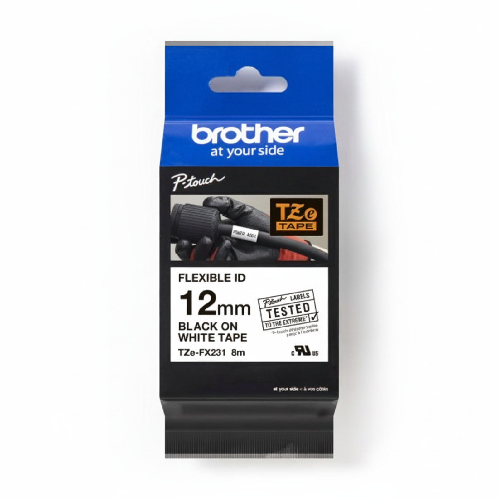 Original OEM Flexi Tape Brother TZe-FX231 (TZe-FX231) (White) (12 mm, 8 m, White)