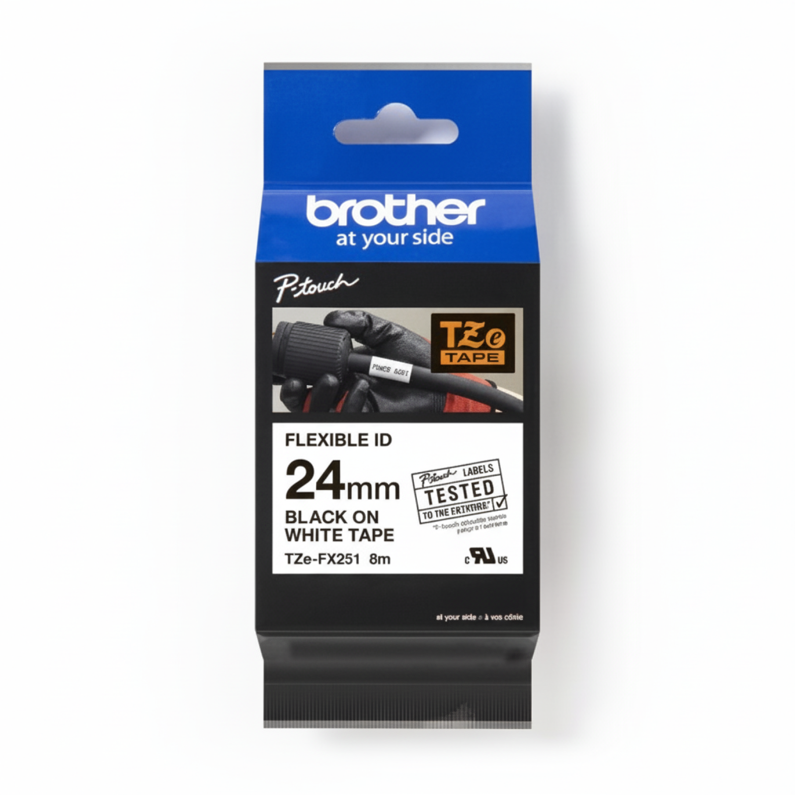 Original OEM Flexi Tape Brother TZe-FX251 (TZe-FX251) (White) (24 mm, 8 m, White)