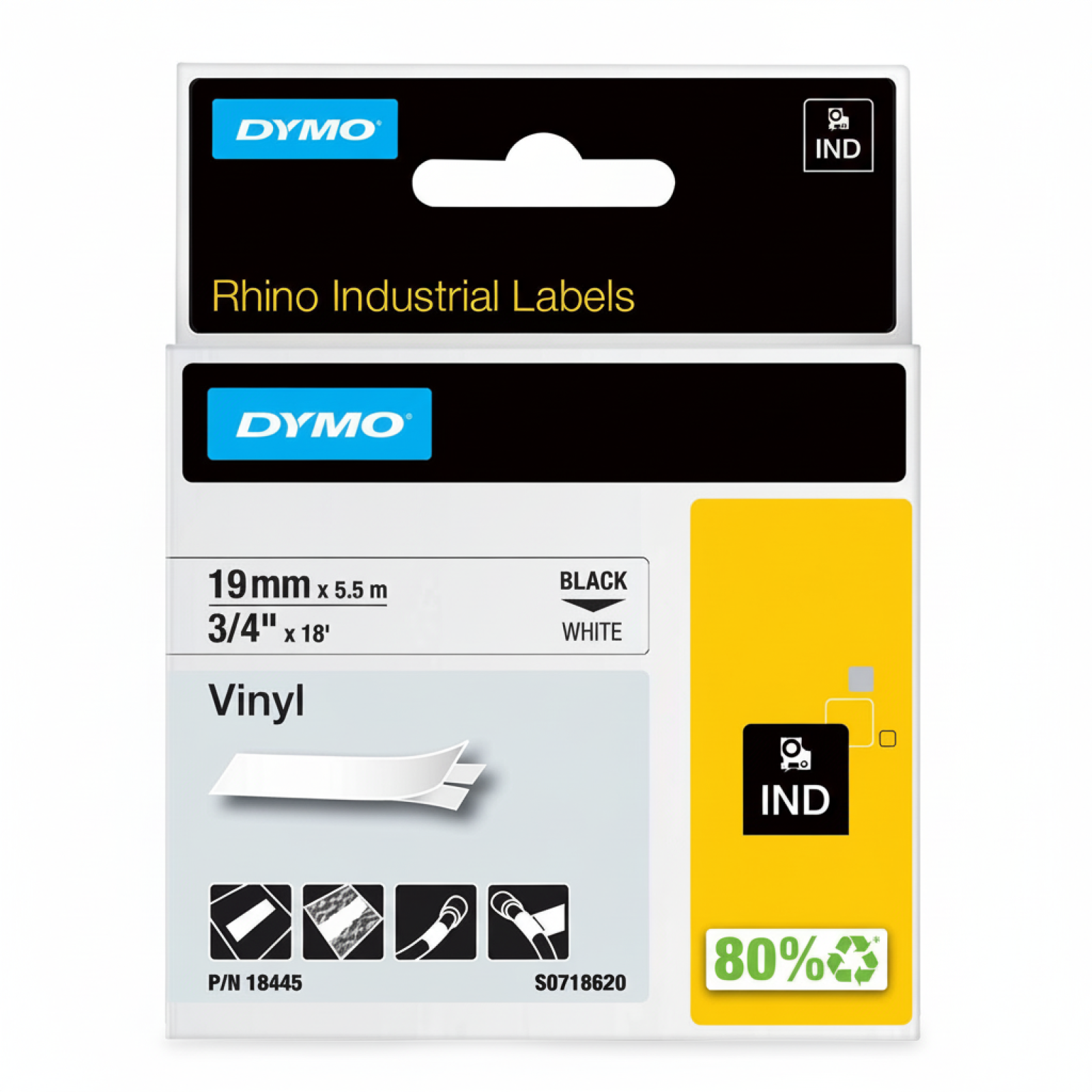 Original OEM Tape DYMO 18445 (18445) (White) (19 mm, 5,5 m, White)