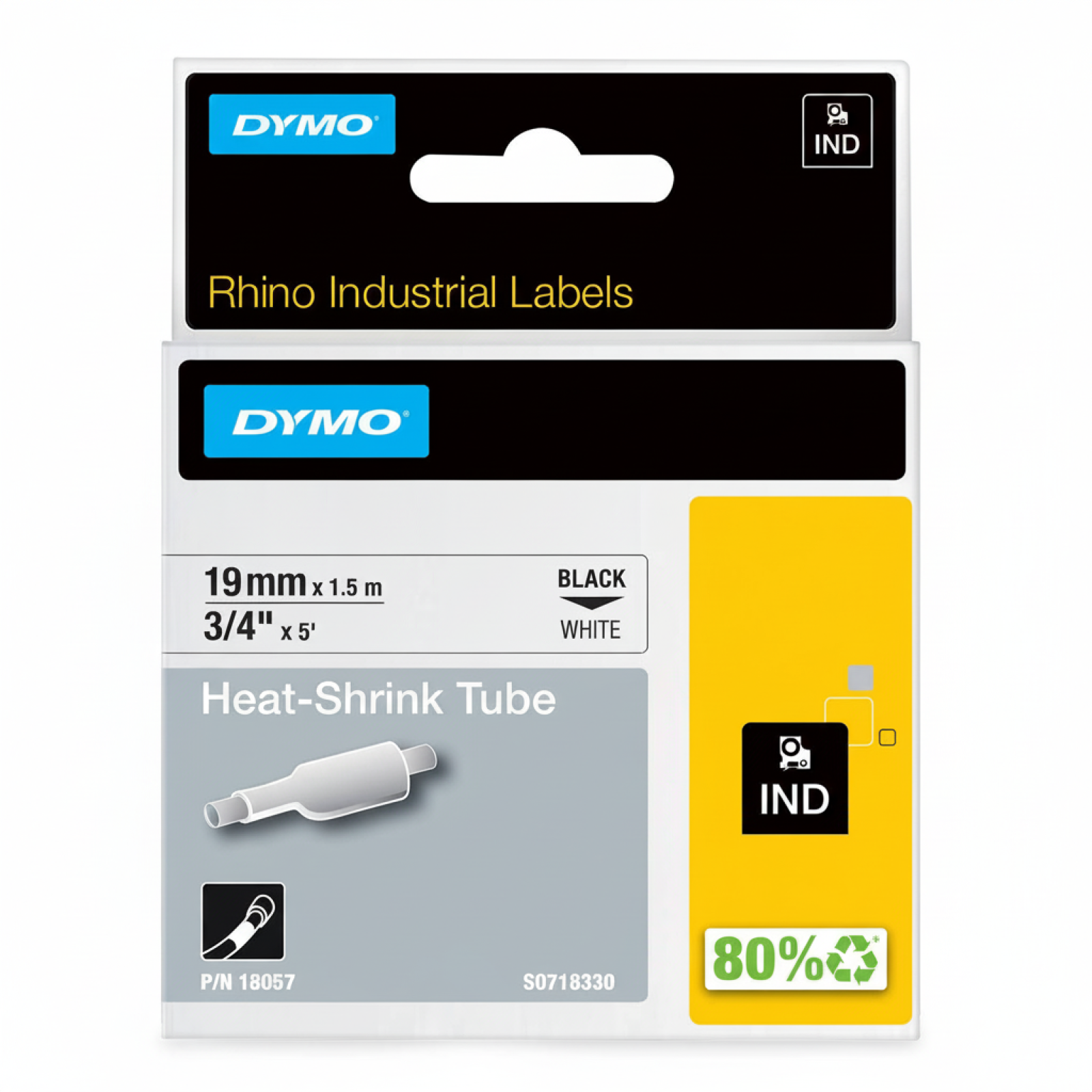 Original OEM Heat Shrink Tube DYMO 18057 (18057) (White) (19 mm, 1,5 m, White)