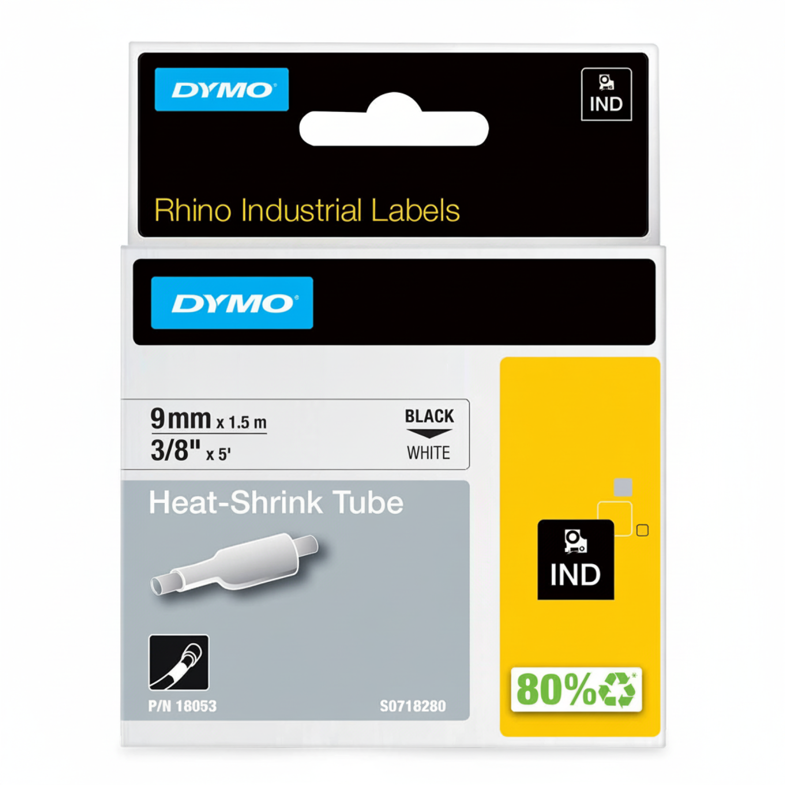 Original OEM Heat Shrink Tube DYMO 18053 (18053) (White) (9 mm, 1,5 m, White)
