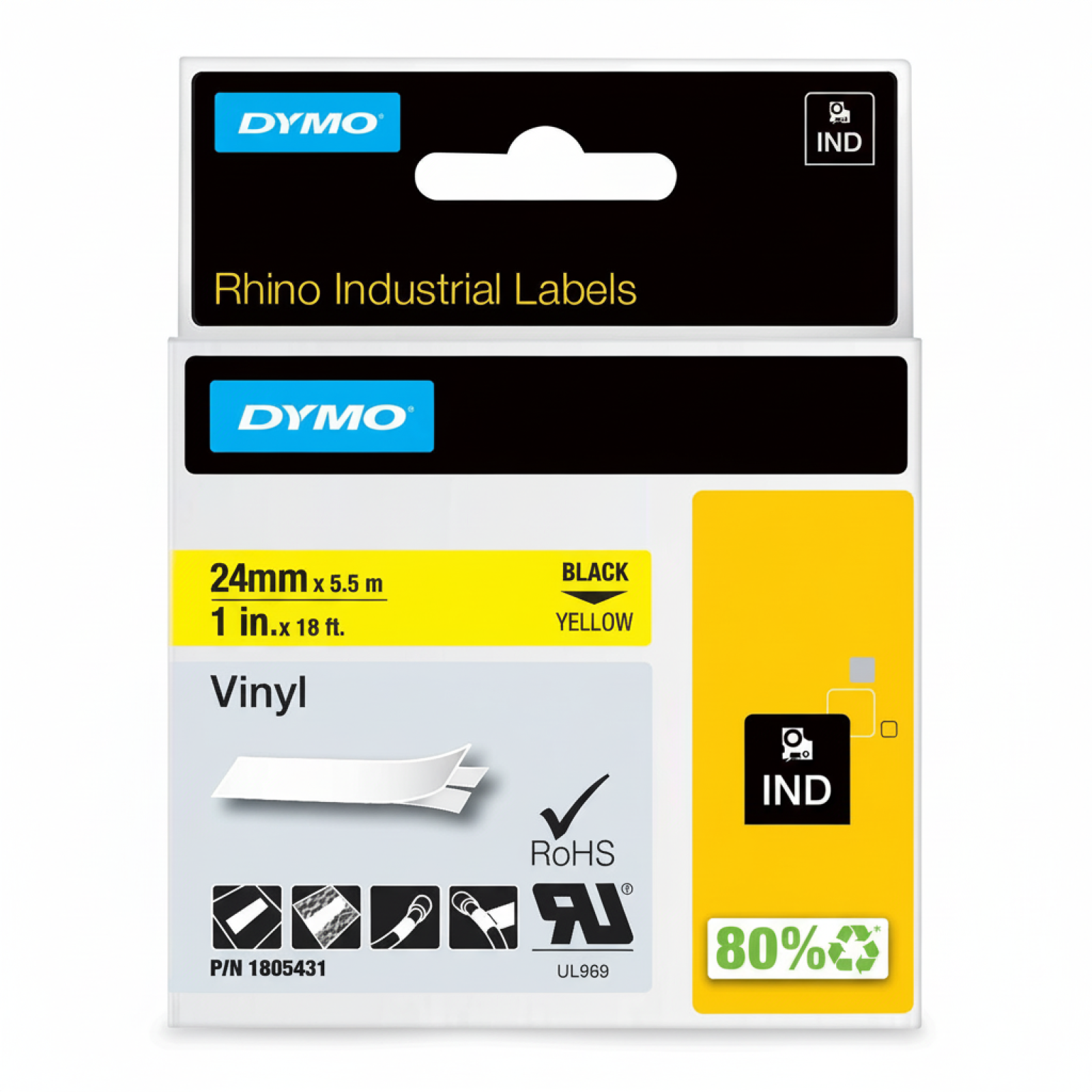 Original OEM Tape DYMO 1805431 (1805431) (Yellow) (24 mm, 5,5 m, Yellow)