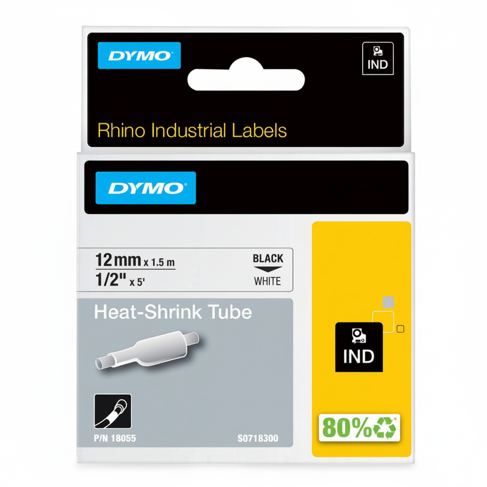 Original OEM Heat Shrink Tube DYMO 18055 (18055) (White) (12 mm, 1,5 m, White)