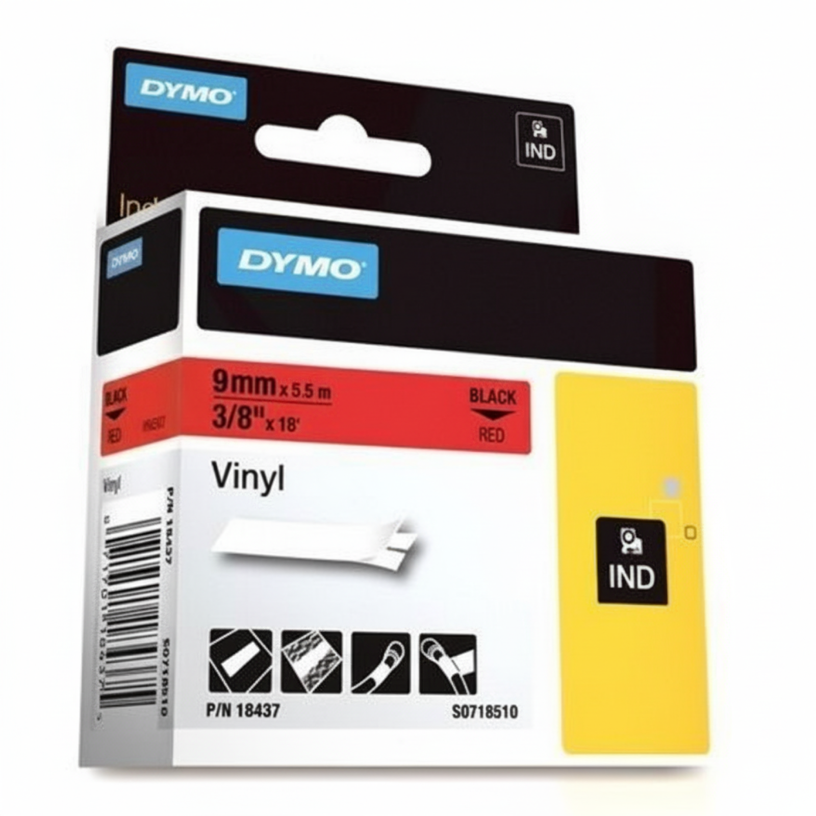 Original OEM Tape DYMO 18437 (18437) (Red) (9 mm, 5,5 m, Red)