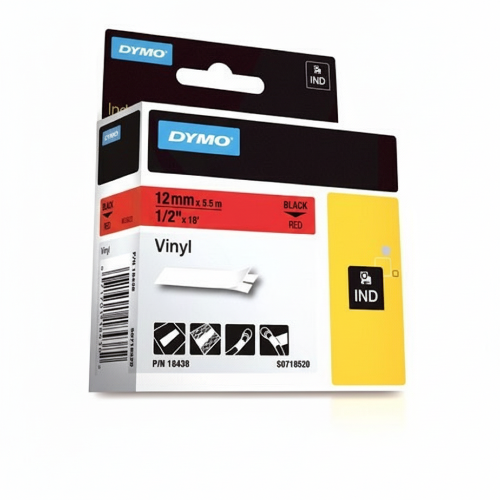 Original OEM Tape DYMO 18438 (18438) (Red) (12 mm, 5,5 m, Red)