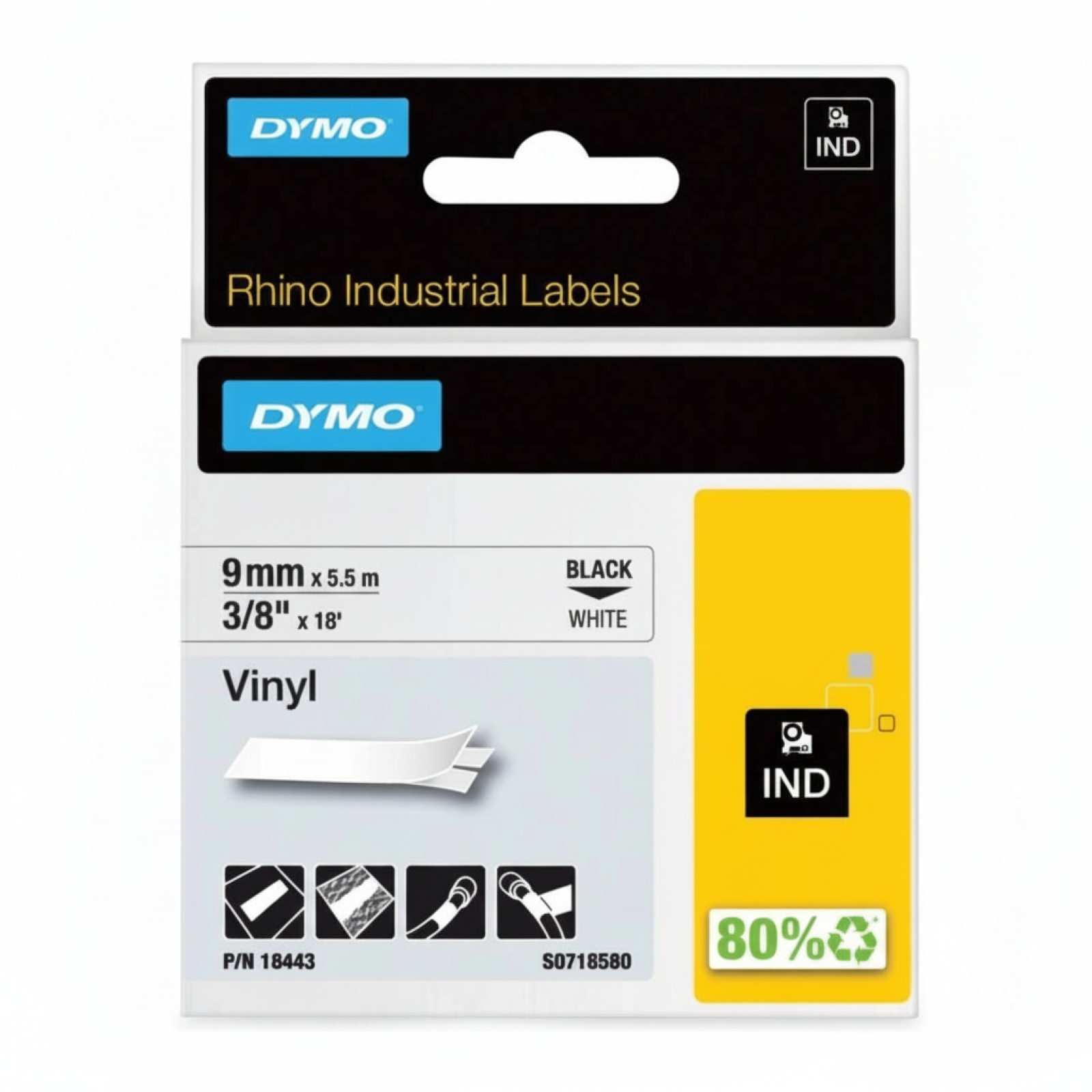 Original OEM Tape DYMO 18443 (18443) (White) (9 mm, 5,5 m, White)