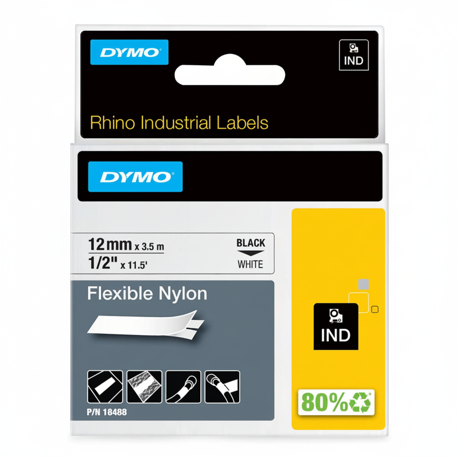Original OEM Tape DYMO 18488 (18488) (White) (12 mm, 3,5 m, White)
